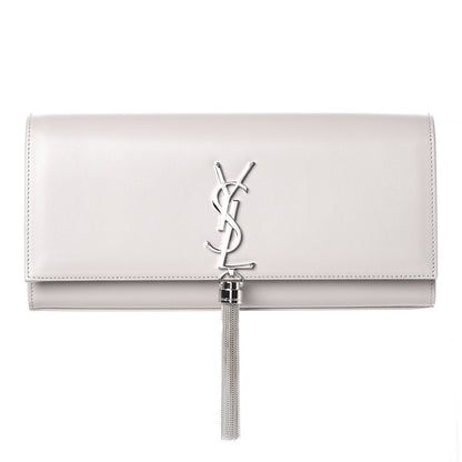 Saint Laurent Calfskin Classic Monogram Tassel Clutch Souris 1 of 7
