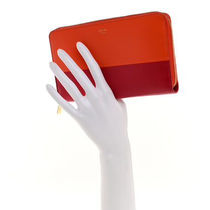 Celine Lambskin Large Zip Around Multifunction Wallet Red Orange 2 of 9