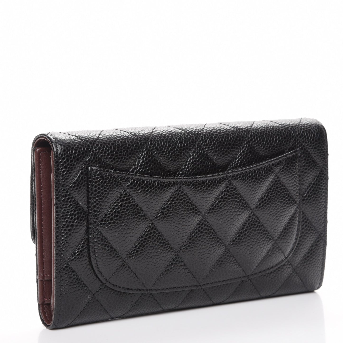 Caviar Quilted Large Flap Wallet Black
