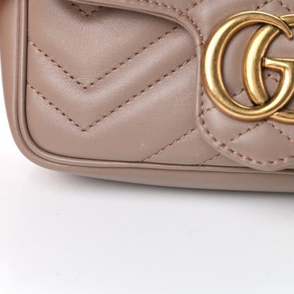 Gucci Calfskin Matelasse Super Mini GG Marmont Shoulder Bag Porcelain Rose 11 of 11