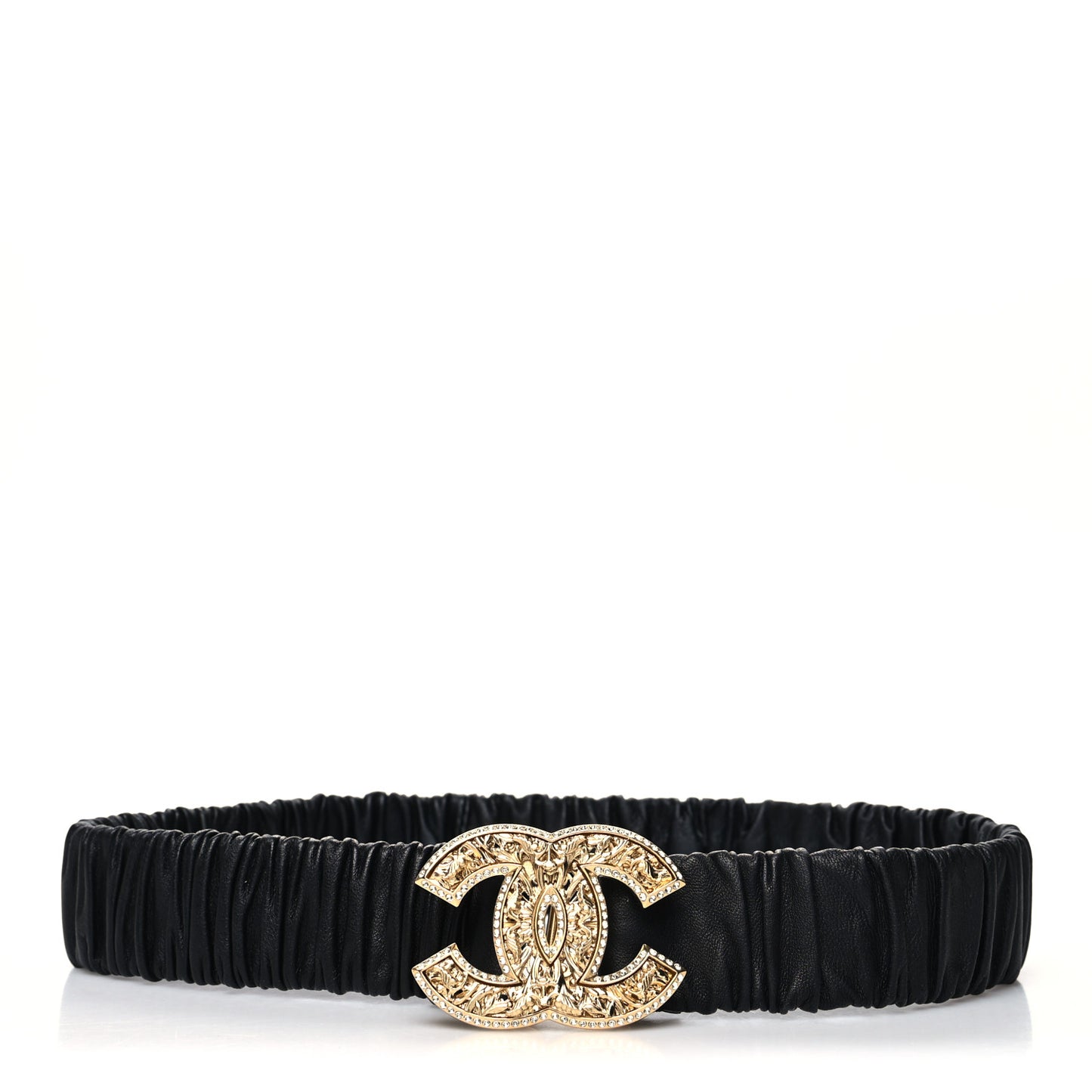 Lambskin Crystal CC Belt 65 26 Black
