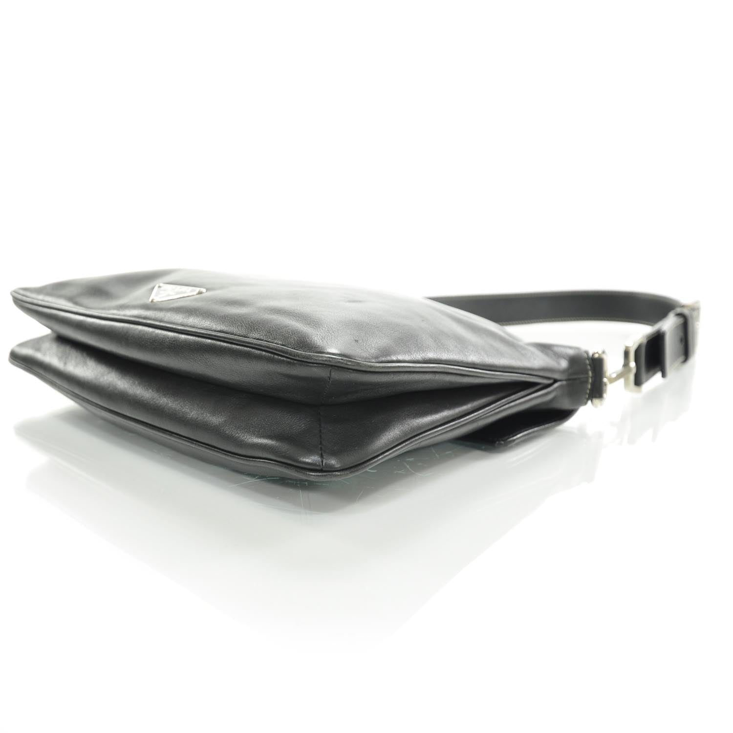 Prada Leather Pushlock Flap Shoulder Bag Black 5 of 9
