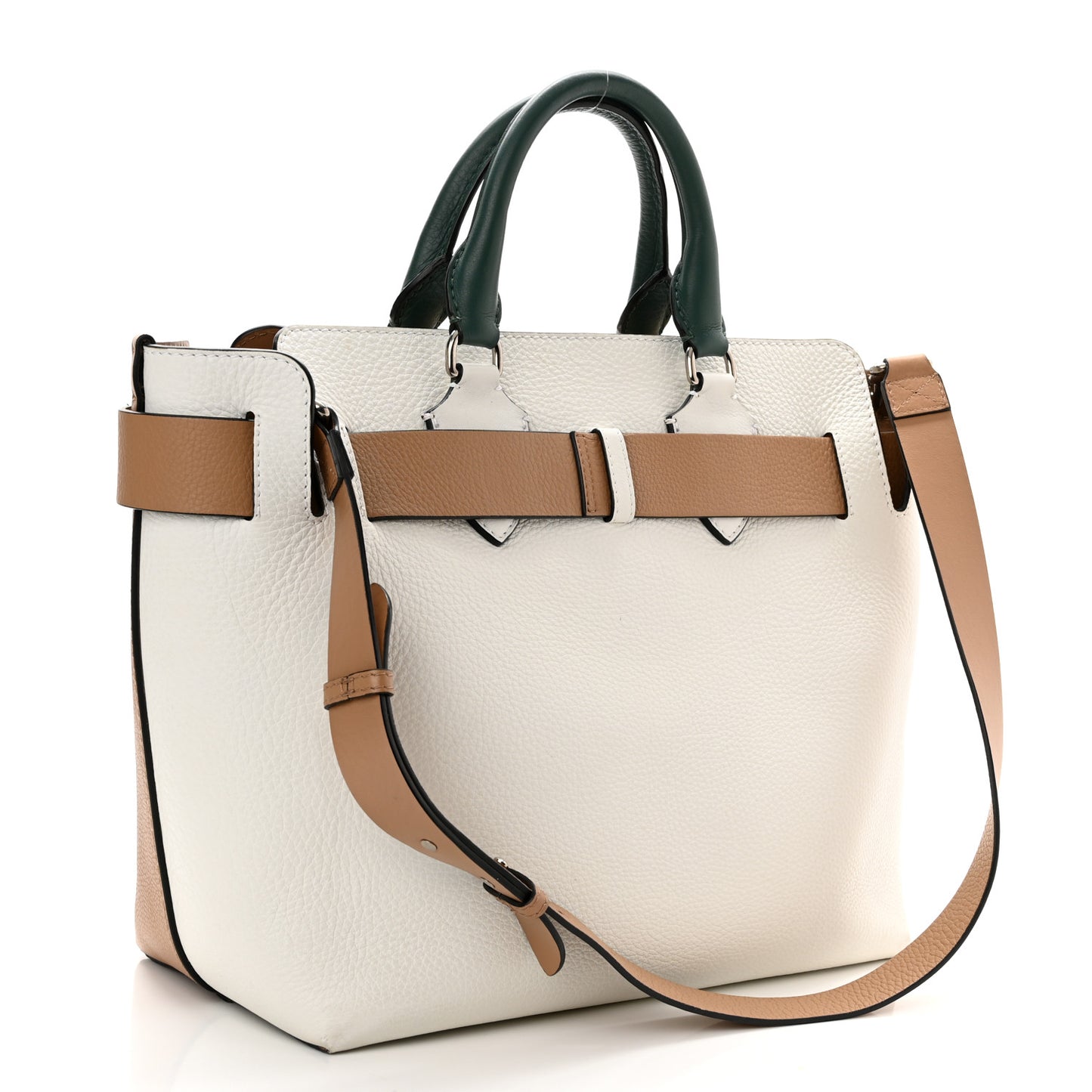 Soft Grain Calfskin Medium Belt Bag Light Camel Chalk White