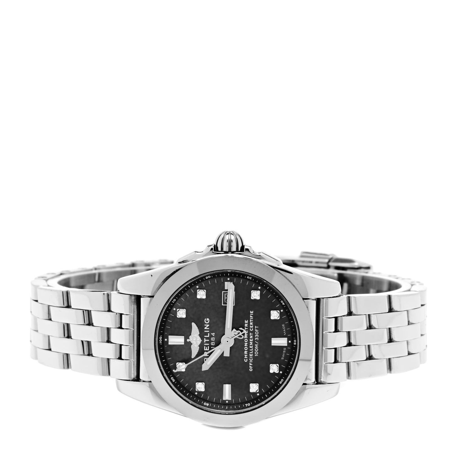 Stainless Steel Diamond Black Mother of Pearl 29mm Galactic Quartz Watch W72348