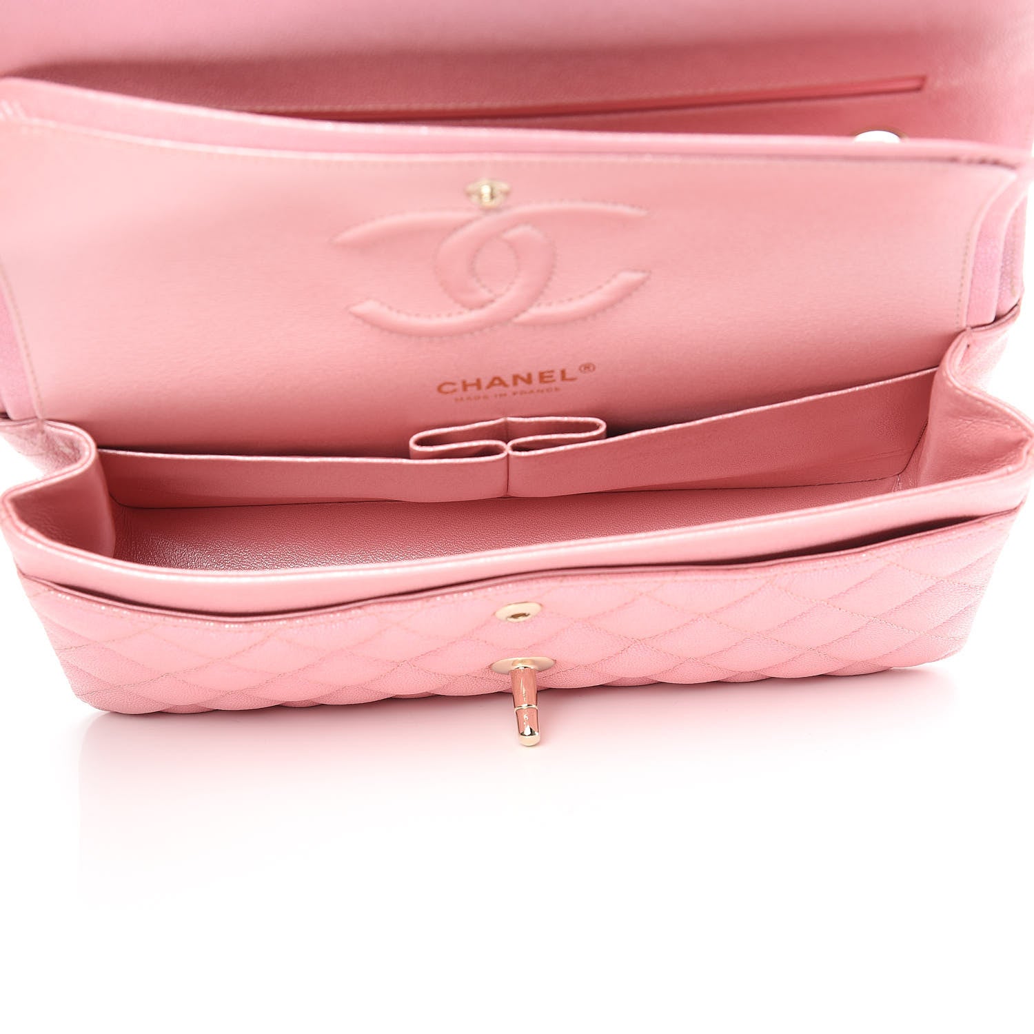 Chanel Iridescent Caviar Quilted Medium Double Flap Rose Pink 5 of 10