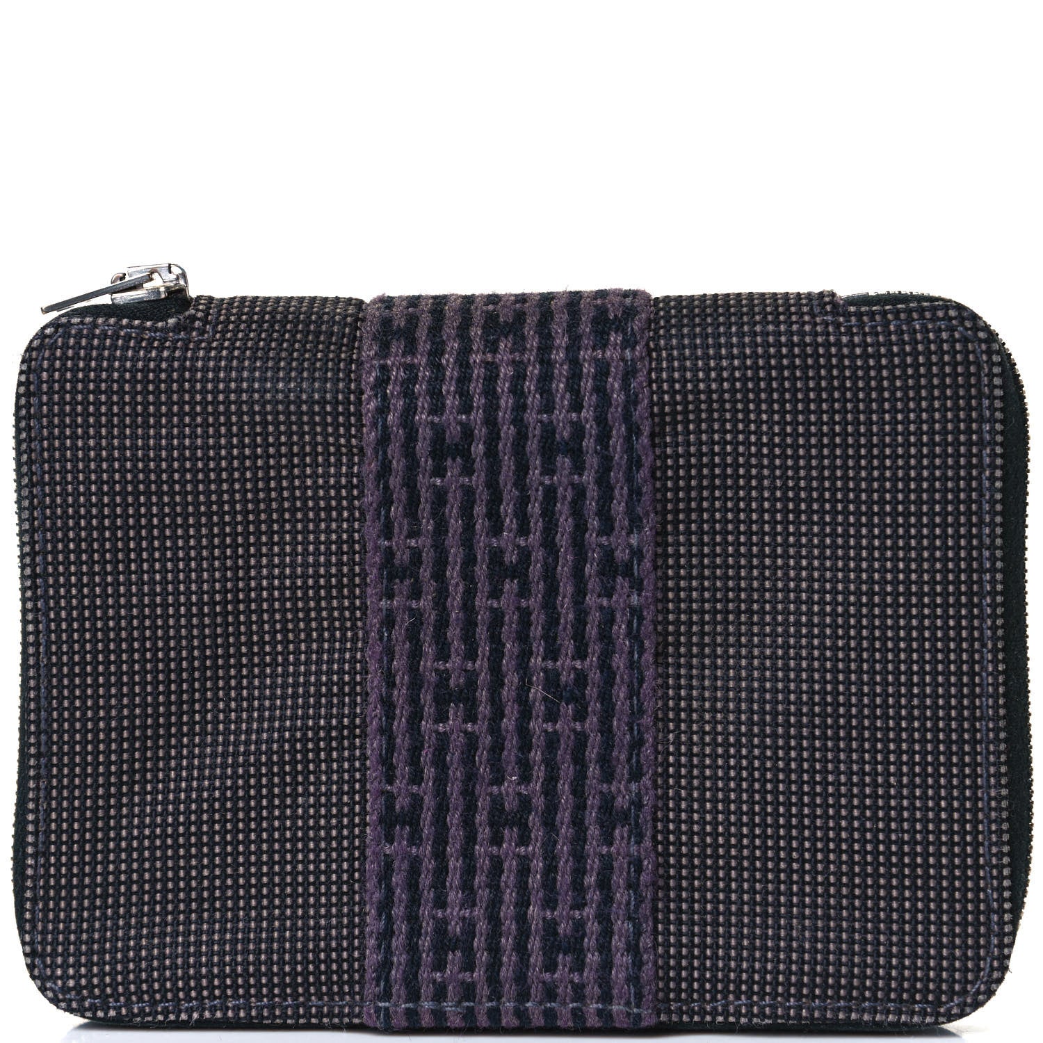 Hermes Canvas Herline Zip Wallet Grey 9 of 11
