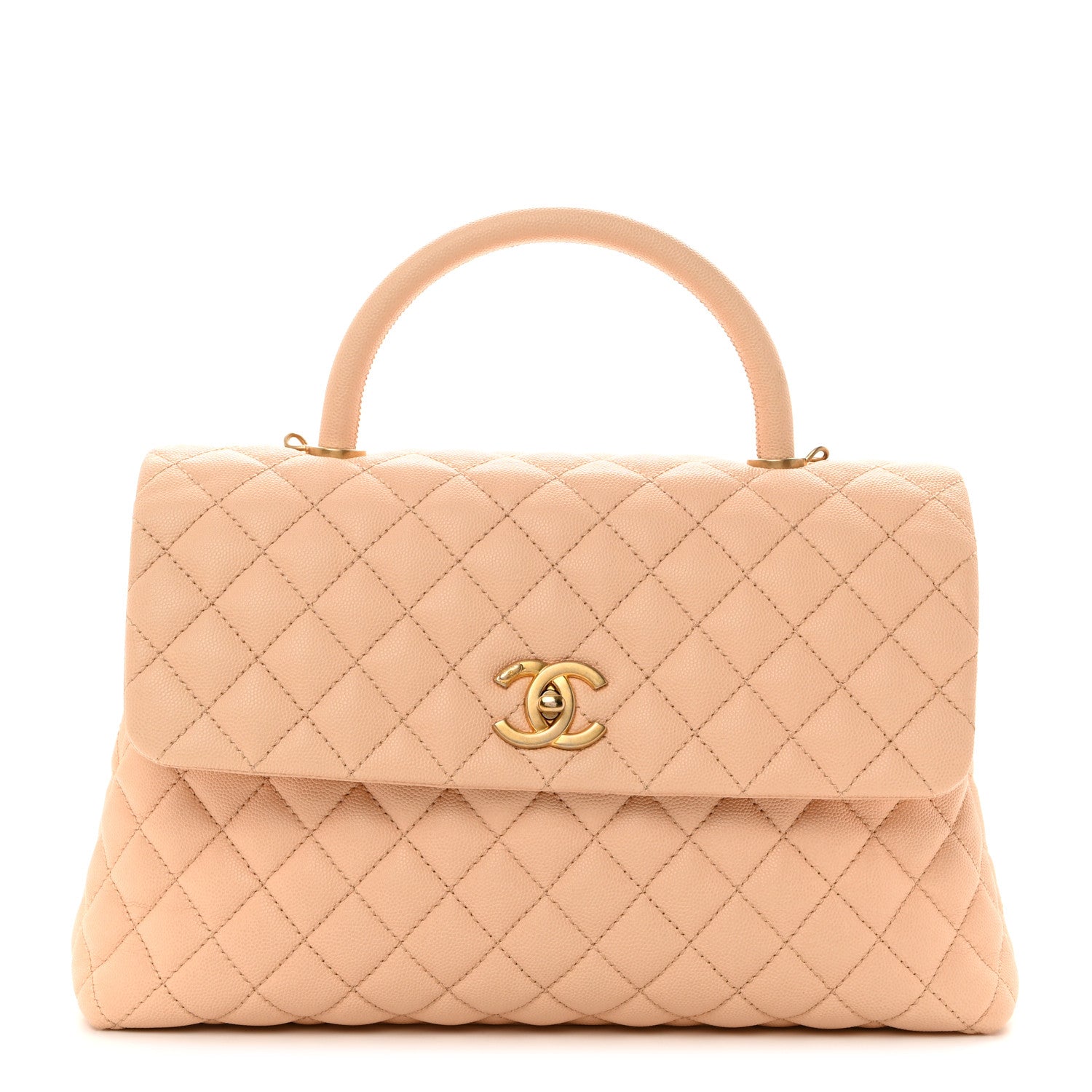 Chanel Caviar Quilted Medium Coco Handle Flap Light Beige 1 of 10