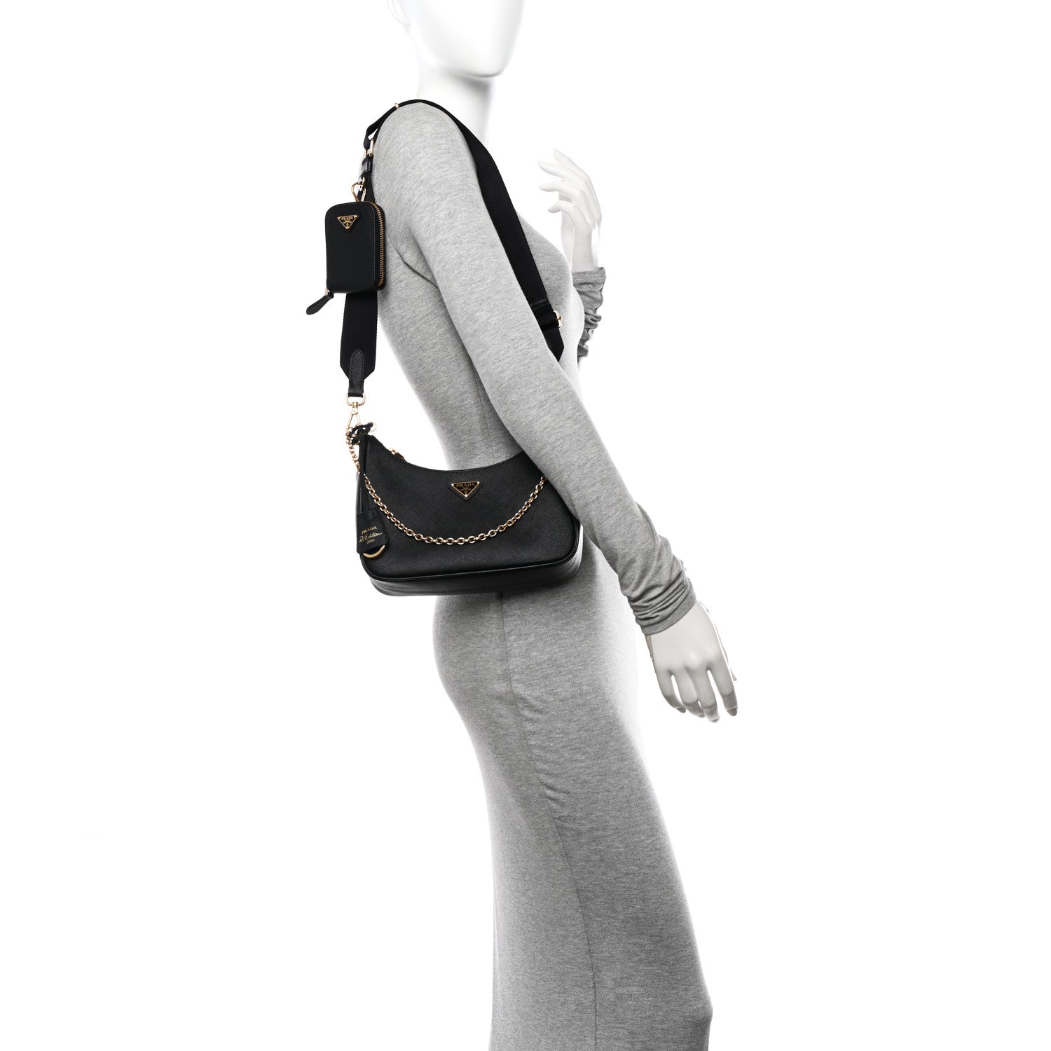 Prada Saffiano Lux Re-Edition 2005 Shoulder Bag Black 2 of 11