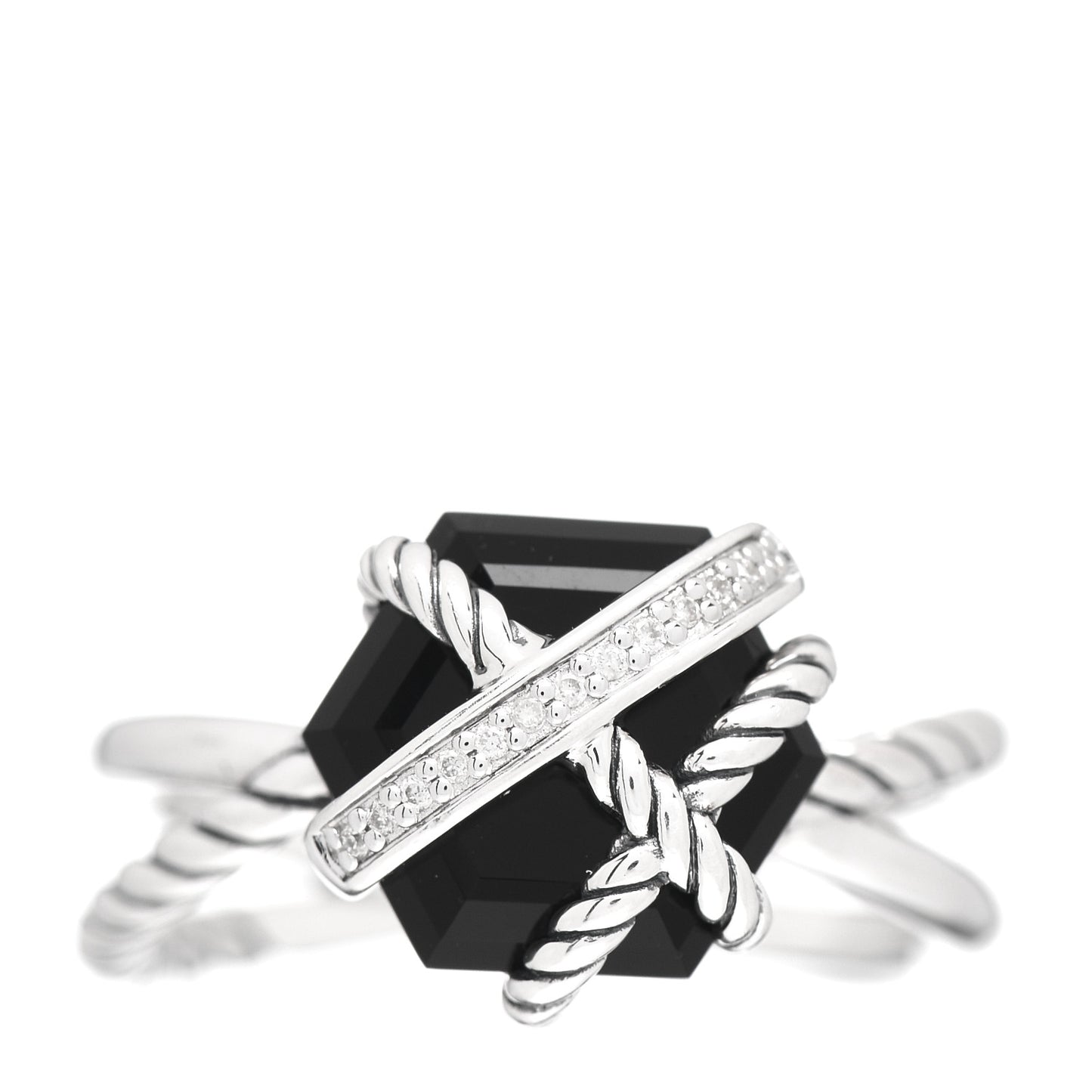 Sterling Silver Diamond Black Onyx 10mm Cable Wrap Ring 54 7