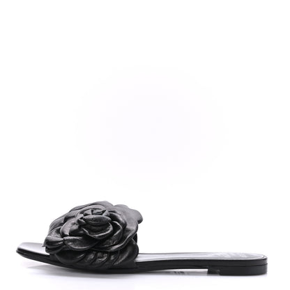 Valentino Garavani Nappa Atelier 03 Rose Edition Slide Sandals 37 Black 1 of 8
