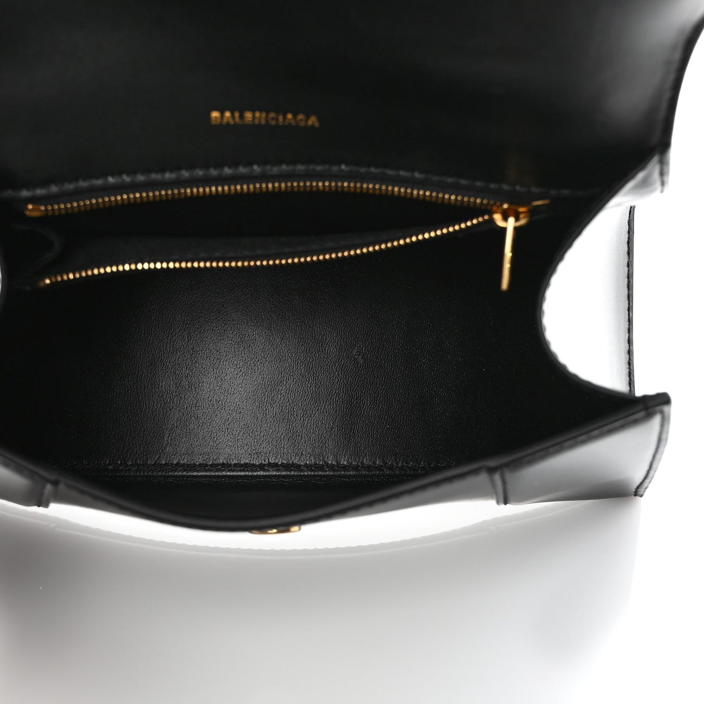 Shiny Box Calfskin Small Hourglass Top Handle Bag Black