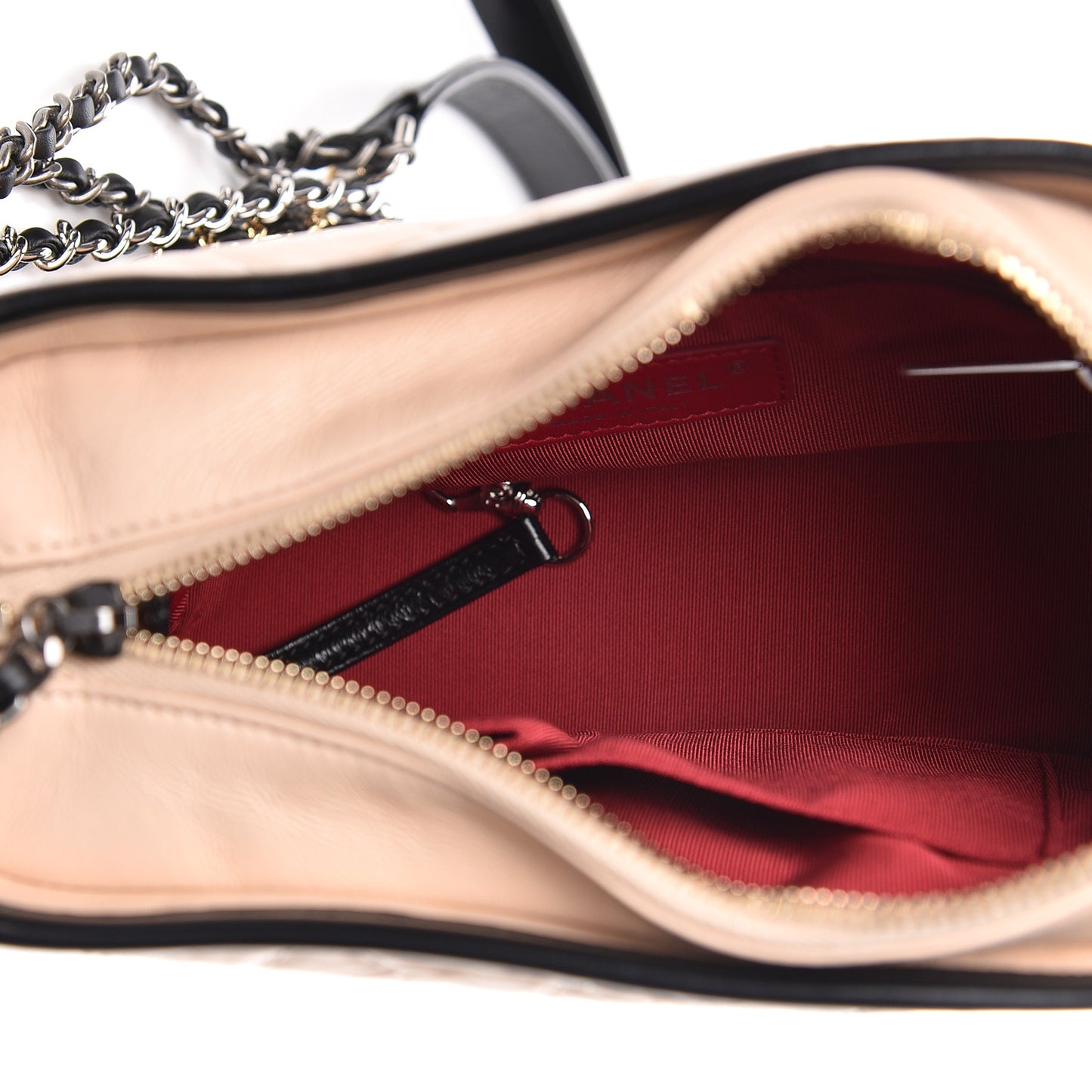 Aged Calfskin Quilted Small Gabrielle Hobo Beige Black