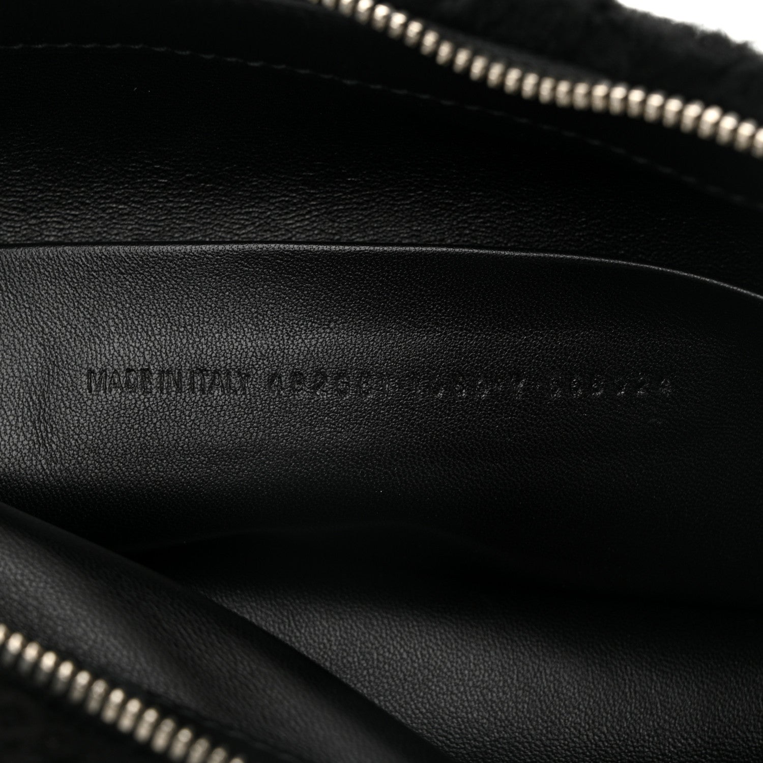 Balenciaga Sheepskin Shearling Contrasted Logo Large Zip Pouch Black 7 of 10