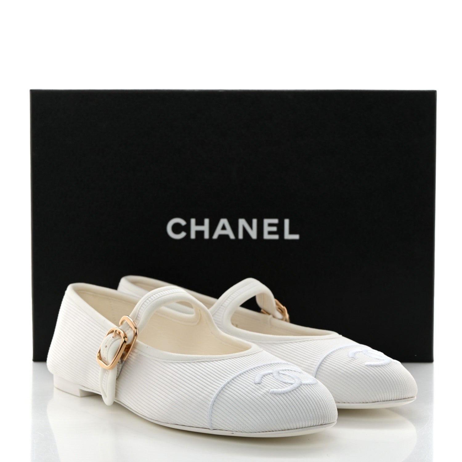 Chanel Canvas Mary Jane Flats 37.5 White 9 of 9