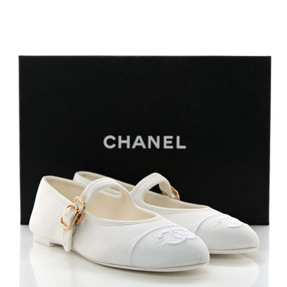 Chanel Canvas Mary Jane Flats 37.5 White 9 of 9