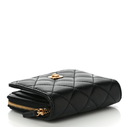 Versace Nappa Quilted Medusa Compact Zip Around Wallet Black 4 of 10