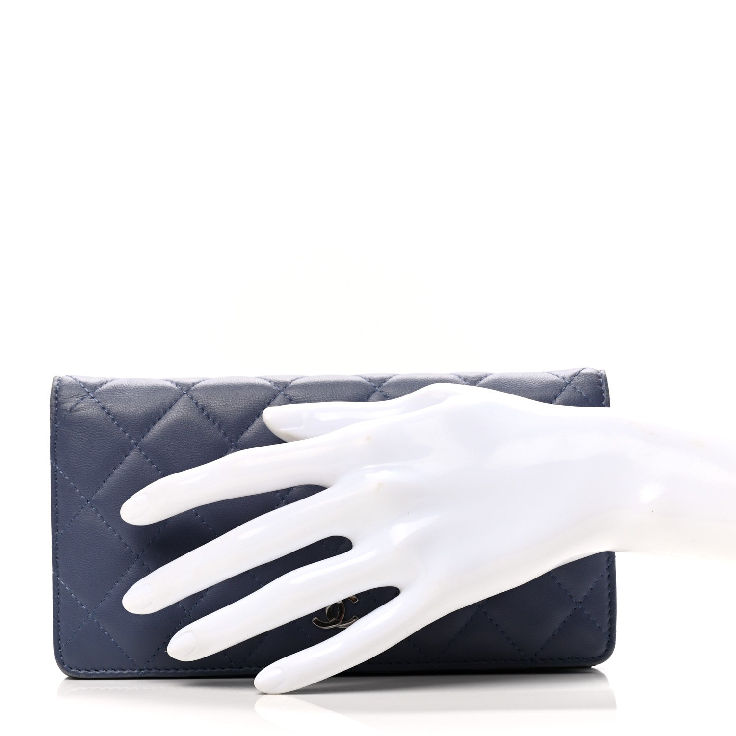 Chanel Lambskin Quilted Yen Wallet Blue 2 of 10
