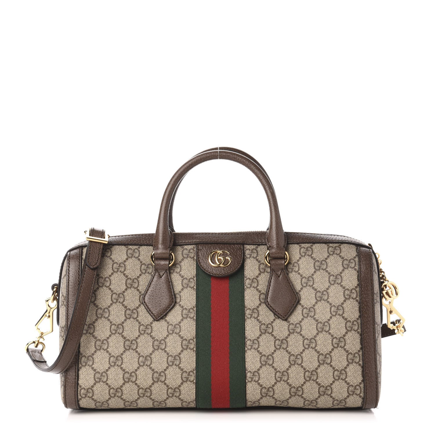Gucci GG Supreme Monogram Web Medium Ophidia Boston Brown 1 of 11