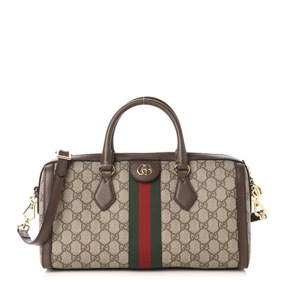 Gucci GG Supreme Monogram Web Medium Ophidia Boston Brown 1 of 11