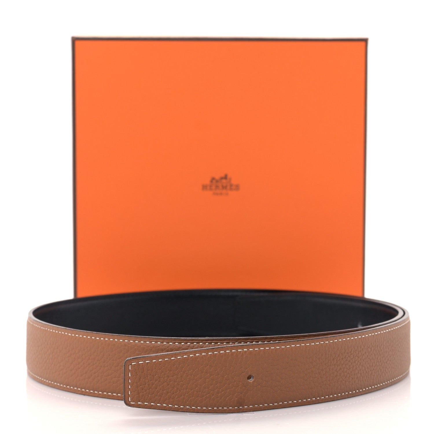 Hermes Box Togo 32mm Belt Strap 85/34 Black Gold 5 of 5