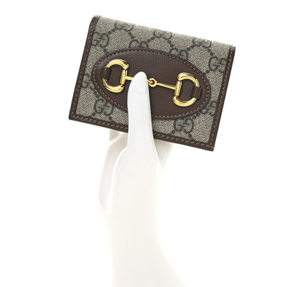 Gucci GG Supreme Monogram Horsebit 1955 Card Case Wallet Beige Ebony Brown Sugar 2 of 8