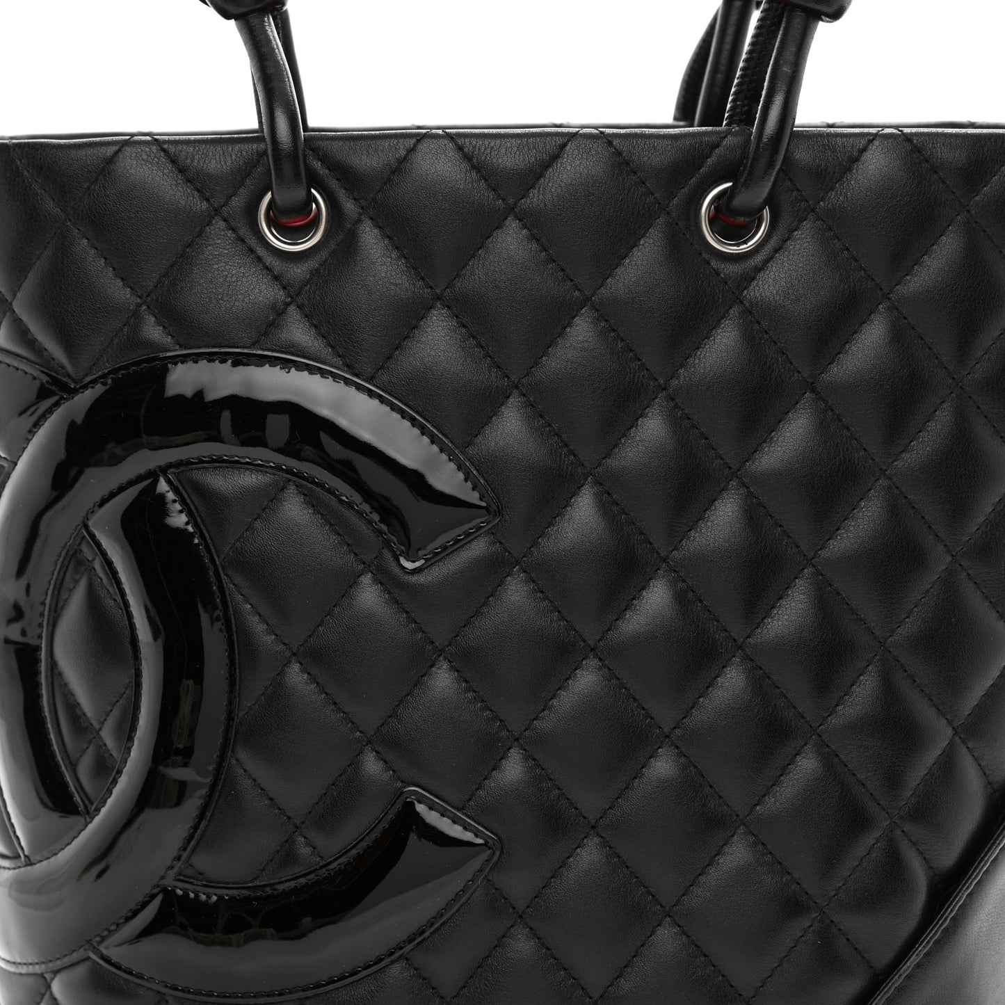 Calfskin Quilted Medium Cambon Tote Black