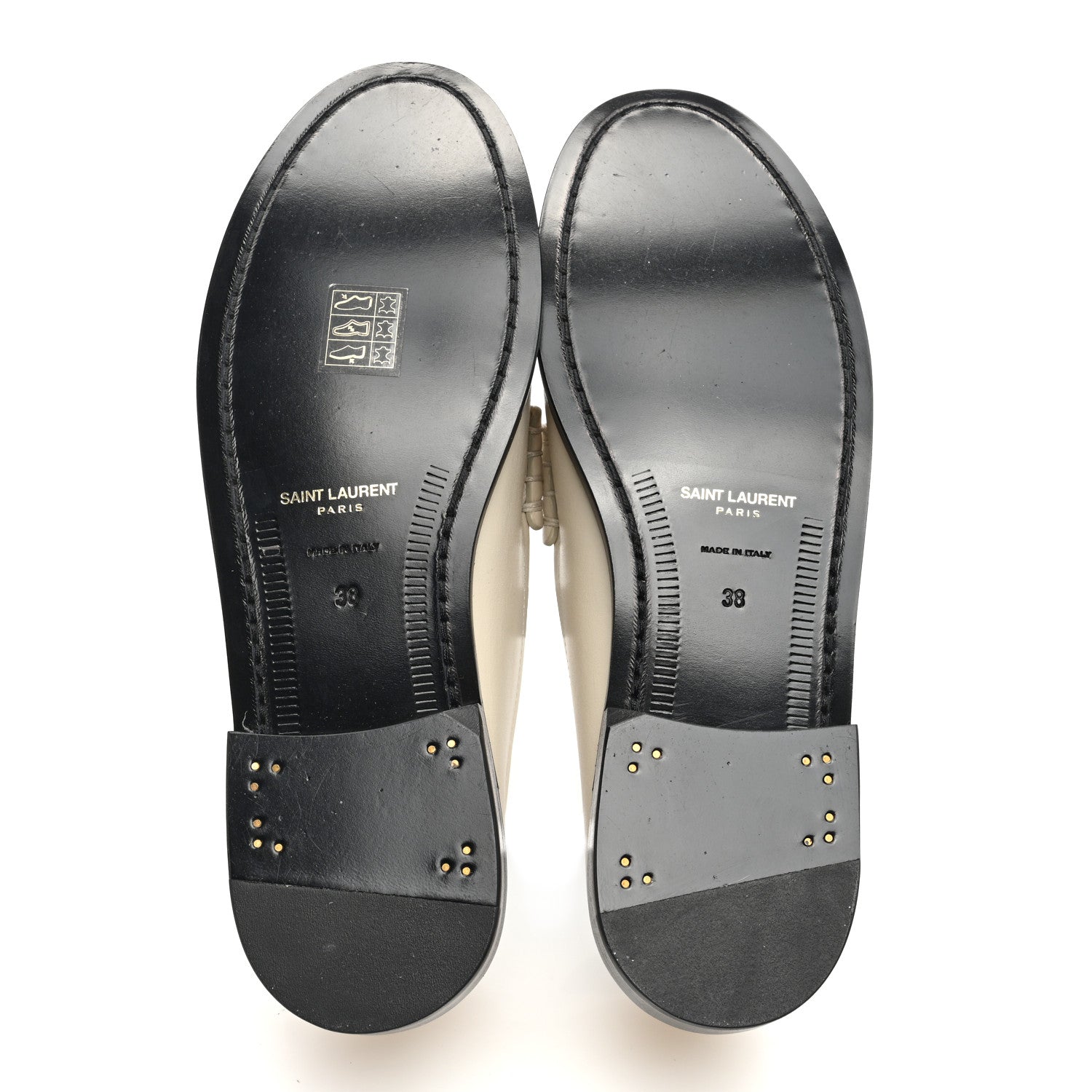 Saint Laurent Calfskin Penny Loafers 38 Pearl 5 of 8
