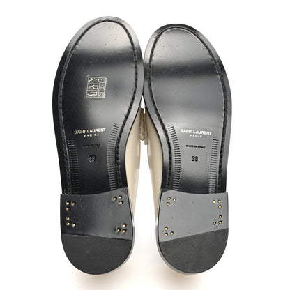 Saint Laurent Calfskin Penny Loafers 38 Pearl 5 of 8