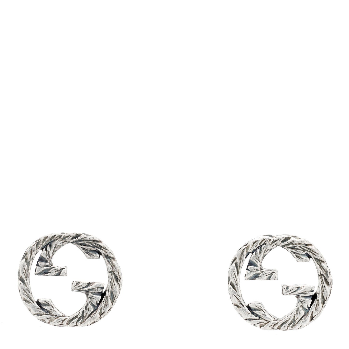 Sterling Silver Textured Interlocking G Stud Earrings
