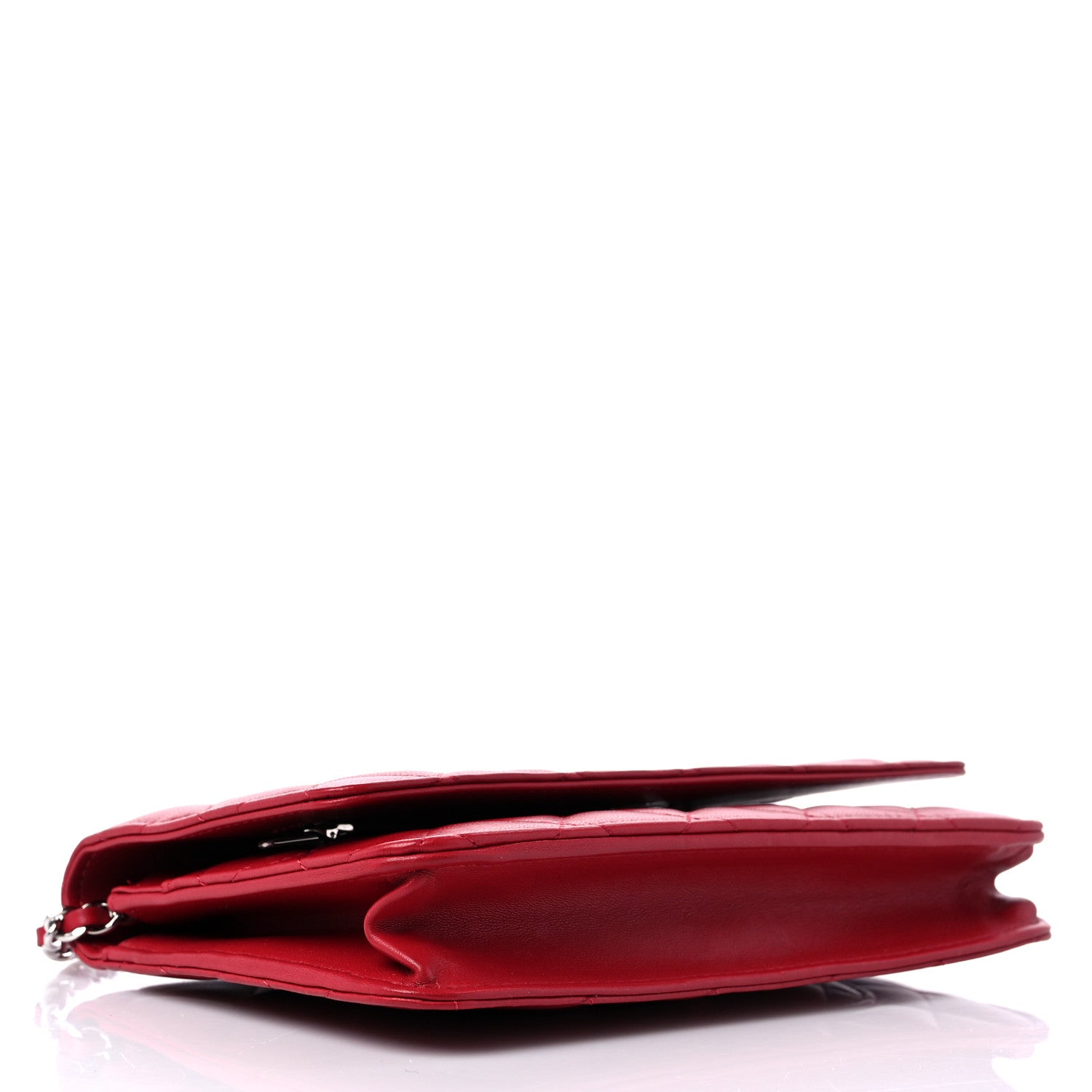 Chanel Lambskin Quilted Wallet On Chain WOC Red 4 of 11