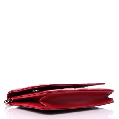 Chanel Lambskin Quilted Wallet On Chain WOC Red 4 of 11