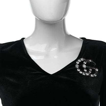 Gucci Metal Crystal Double G Brooch Silver 2 of 5