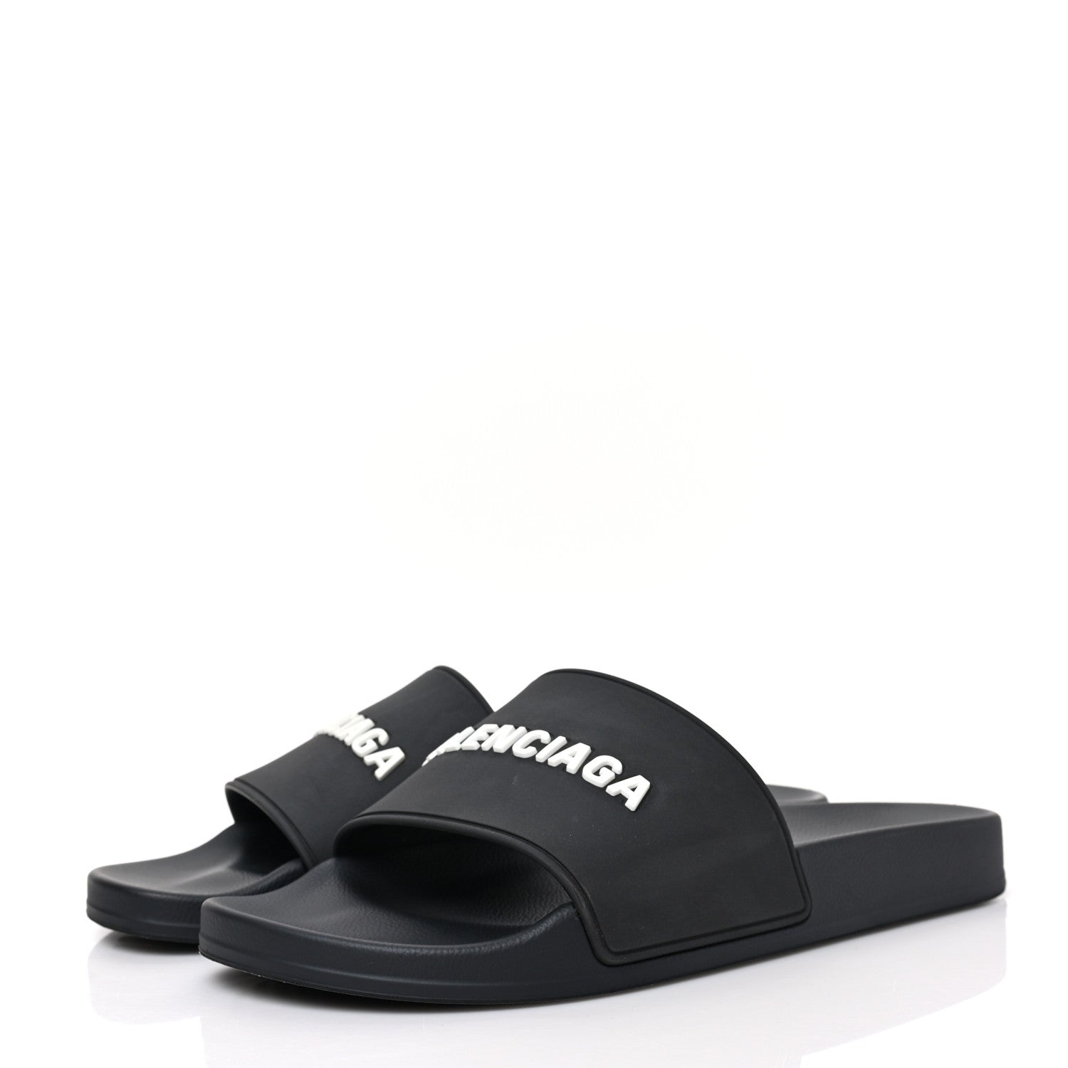 Balenciaga Rubber Mens Logo Pool Slide Sandals 42 Black 3 of 8
