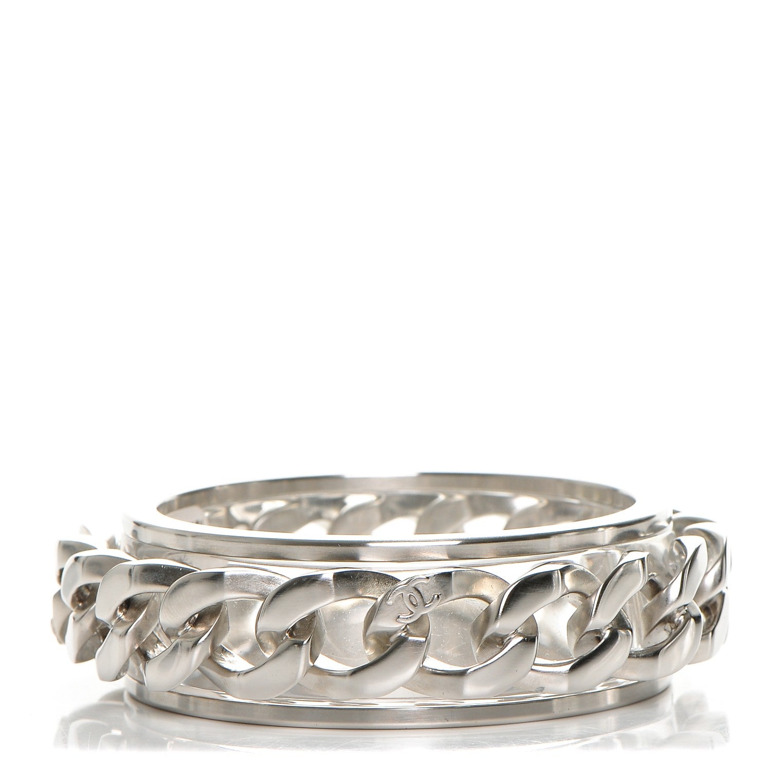 Chanel Lucite CC Chain Bangle Silver 1 of 4