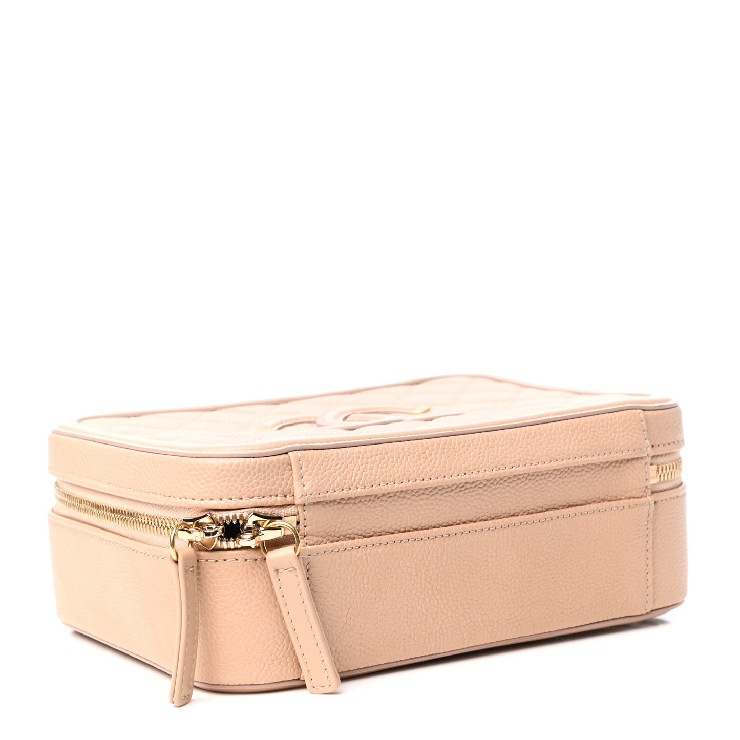 Caviar Quilted Medium CC Filigree Vanity Case Beige