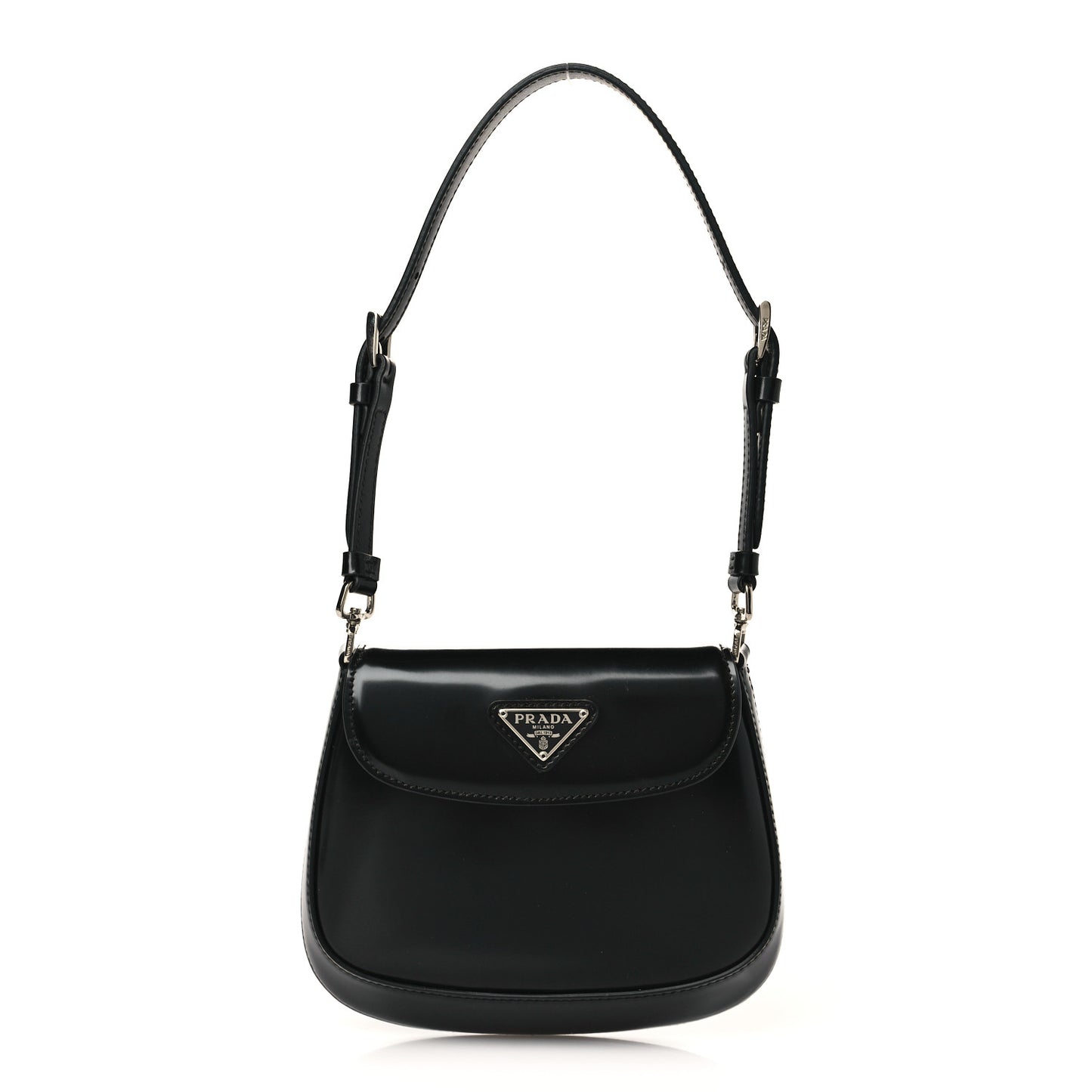 Spazzolato Mini Cleo Flap Adjustable Strap Shoulder Bag Black