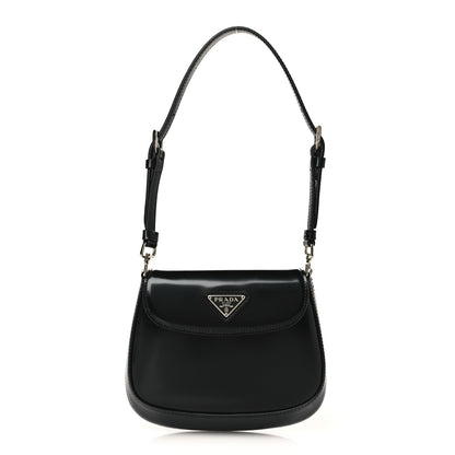 Prada Spazzolato Mini Cleo Flap Adjustable Strap Shoulder Bag Black 1 of 8
