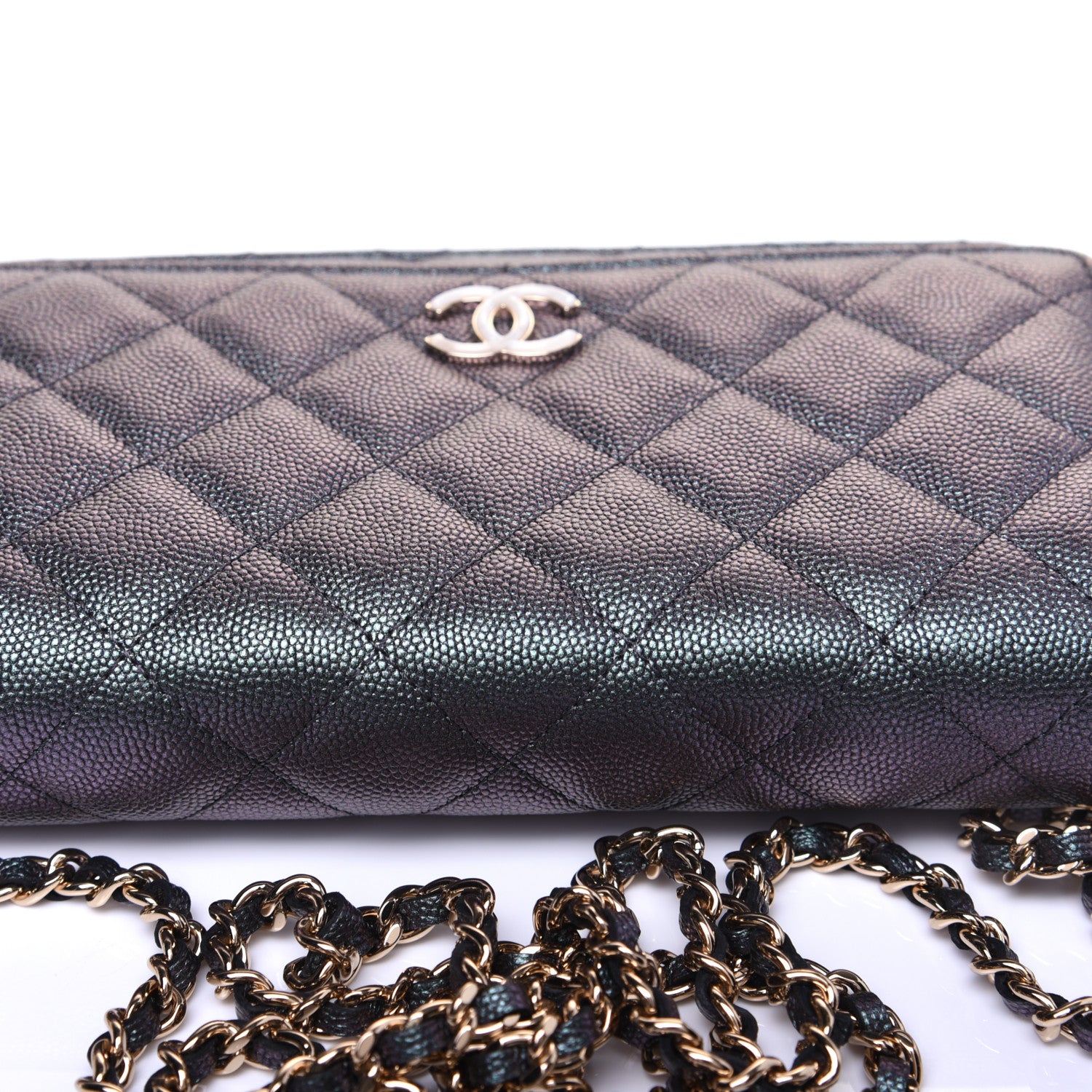 Chanel Iridescent Caviar Quilted Wallet On Chain WOC Black 27 of 29