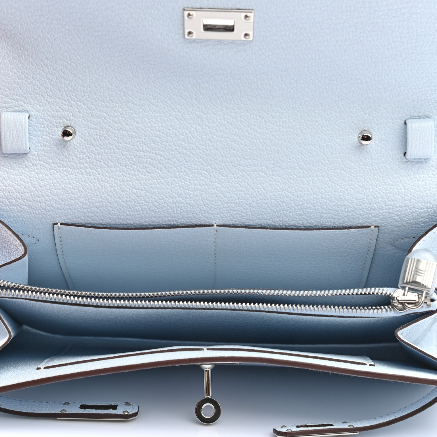 Hermes Chevre Mysore Kelly Wallet To Go Bleu Brume 5 of 7