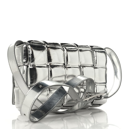 Bottega Veneta Metallic Lambskin Padded Cassette Crossbody Bag Silver 3 of 9