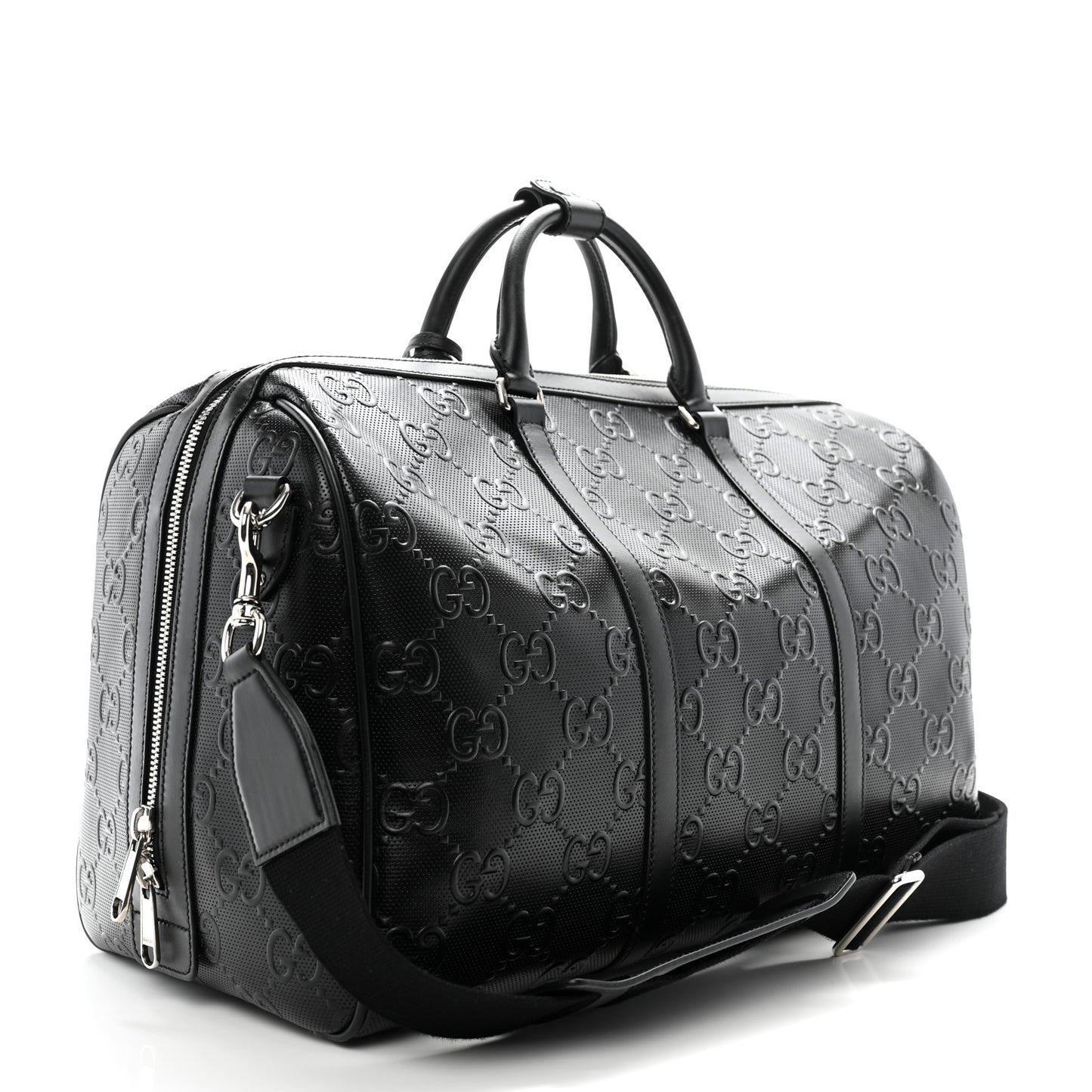 Calfskin GG Tennis Embossed Duffle Bag Black