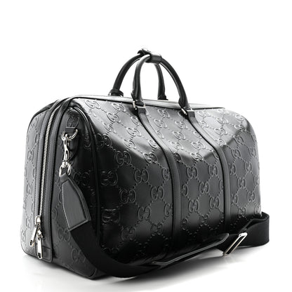 Gucci Calfskin GG Tennis Embossed Duffle Bag Black 2 of 13