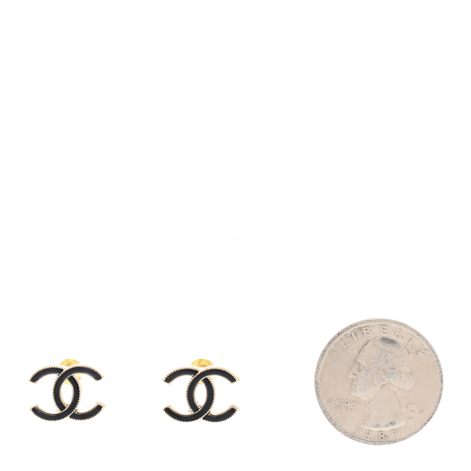 Chanel Enamel CC Earrings Black Gold 2 of 5