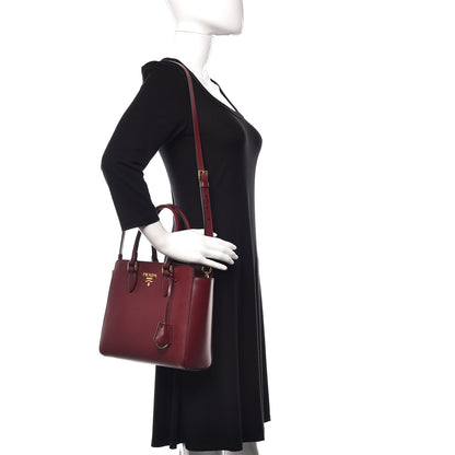 Prada Saffiano Soft Calfskin Small Zippered Tote Cerise 2 of 9