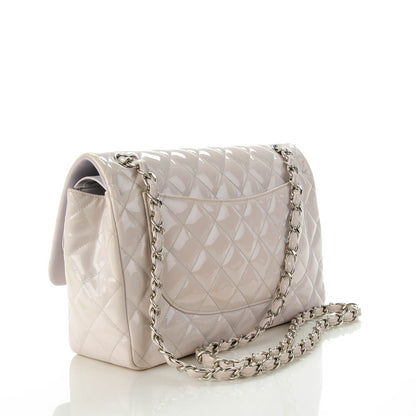Chanel Patent Quilted Jumbo Double Flap Light Grey 3 of 8