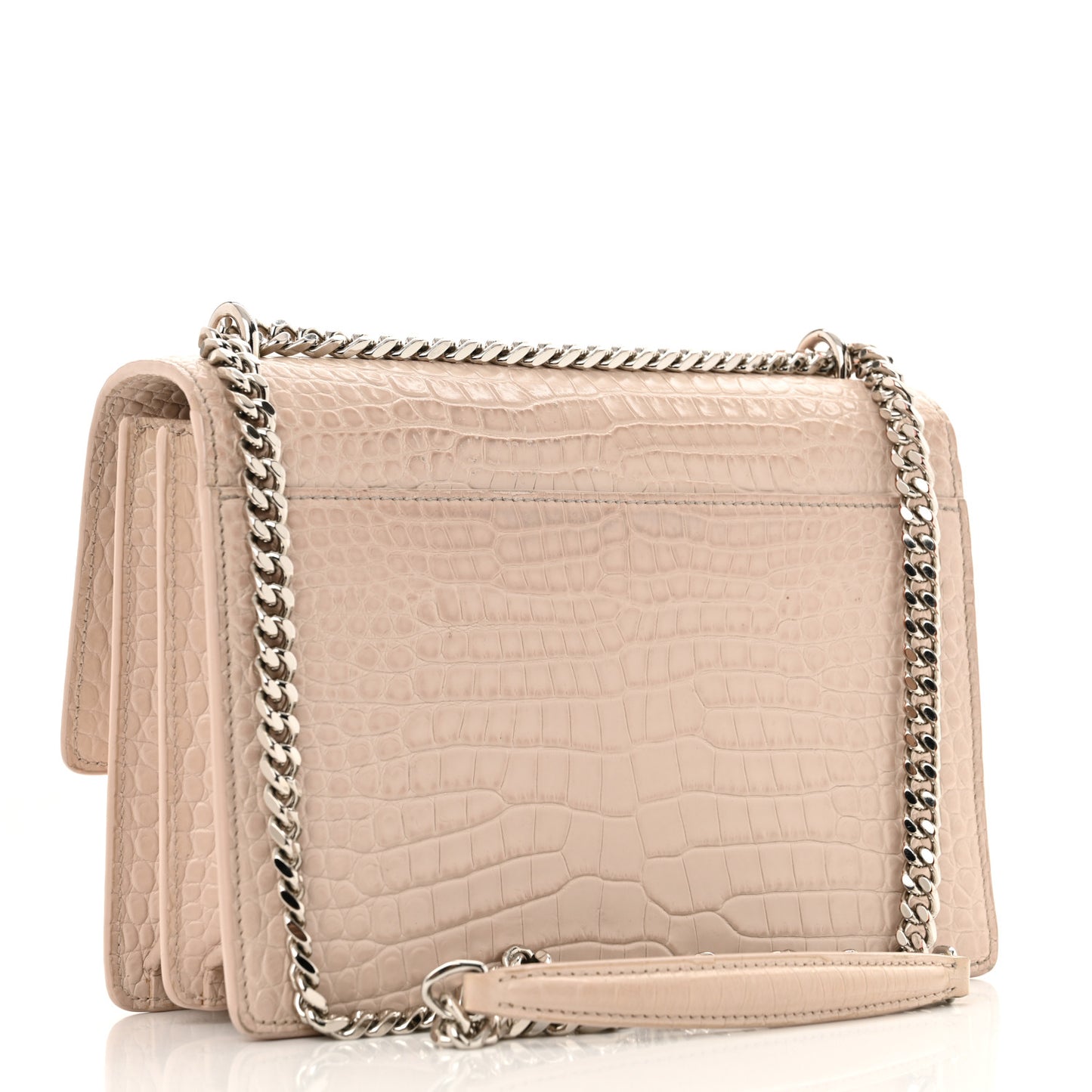 Calfskin Crocodile Embossed Medium Monogram Sunset Rose Antic