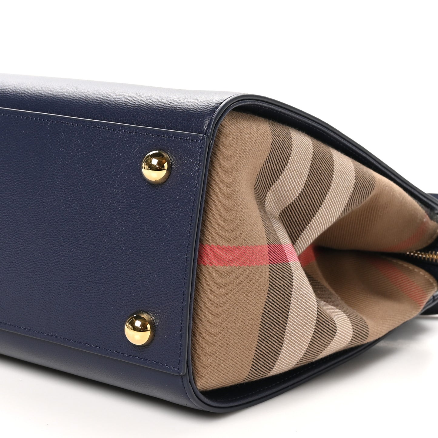 Calfskin Mega Check Small Banwell Tote Dark Canvas Blue