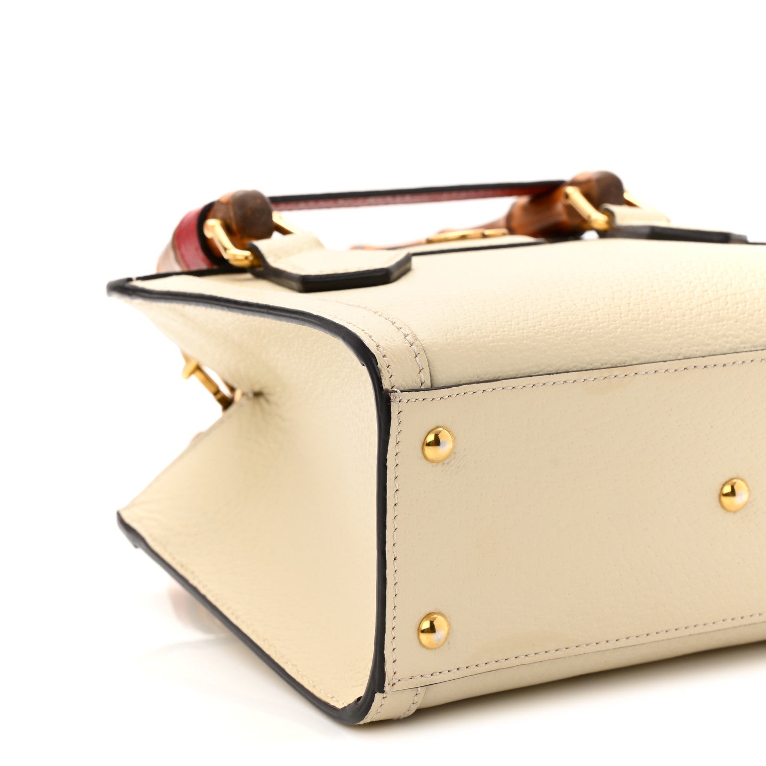 Gucci Textured Dollar Calfskin Web Mini Diana Tote Bag Mystic White 8 of 9