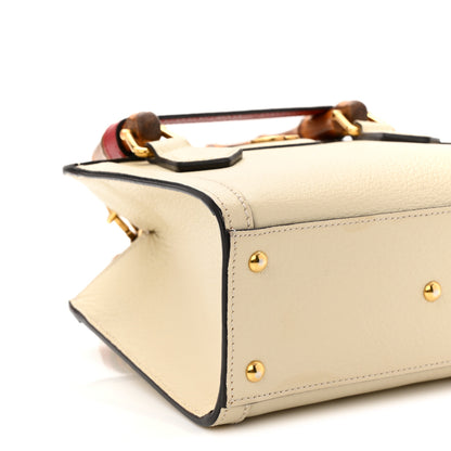 Gucci Textured Dollar Calfskin Web Mini Diana Tote Bag Mystic White 8 of 9