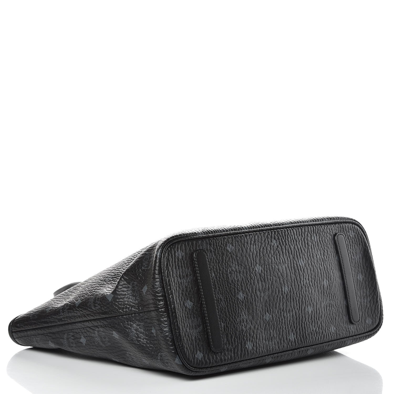 MCM Visetos Medium Anya Zip Top Shopper Tote Black 4 of 9